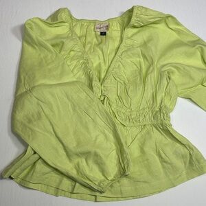 Universal Thread Babydoll style Women's Lime Green Tie-Front Top